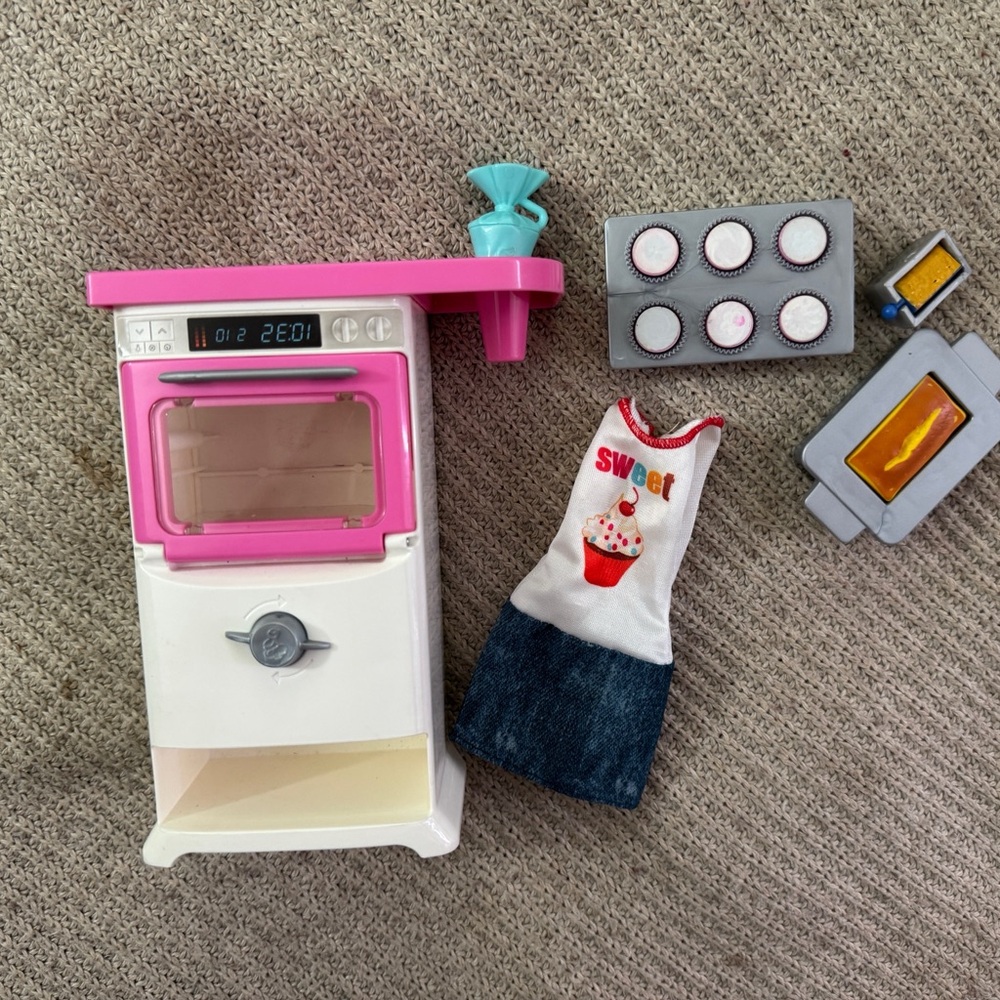 Barbie Play Kitchen Set with Pink Oven